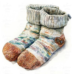15 Aquarell gestrickte Wollsocken Clipart für Winter Crafting, gemütliche Hygge Designs, Scrapbook Bilder & digitaler Download