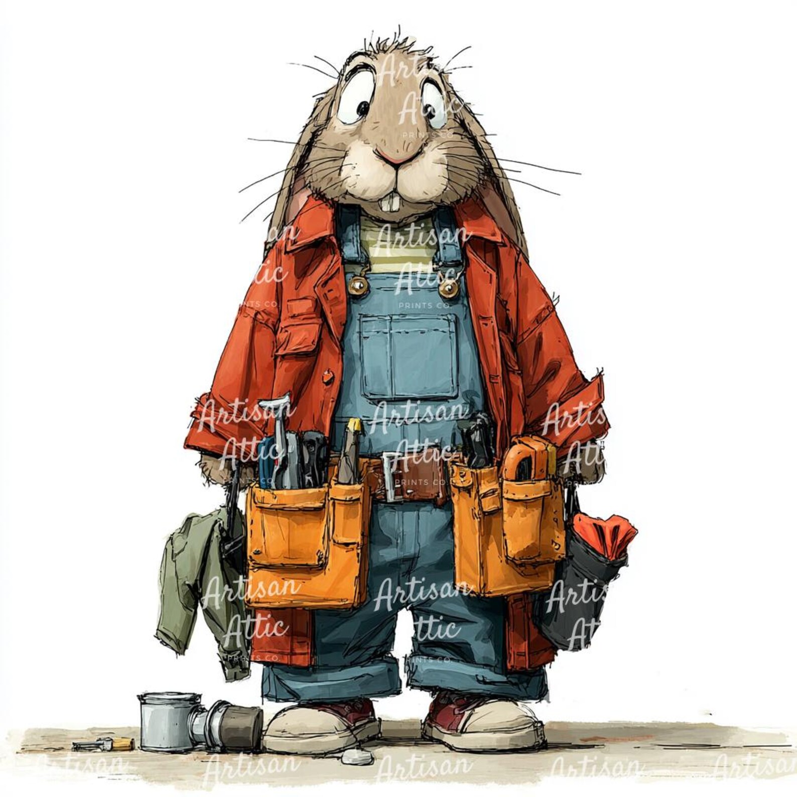14 Images of Rabbit Worker in Overalls With Tool Belt Quirky Handyman ...