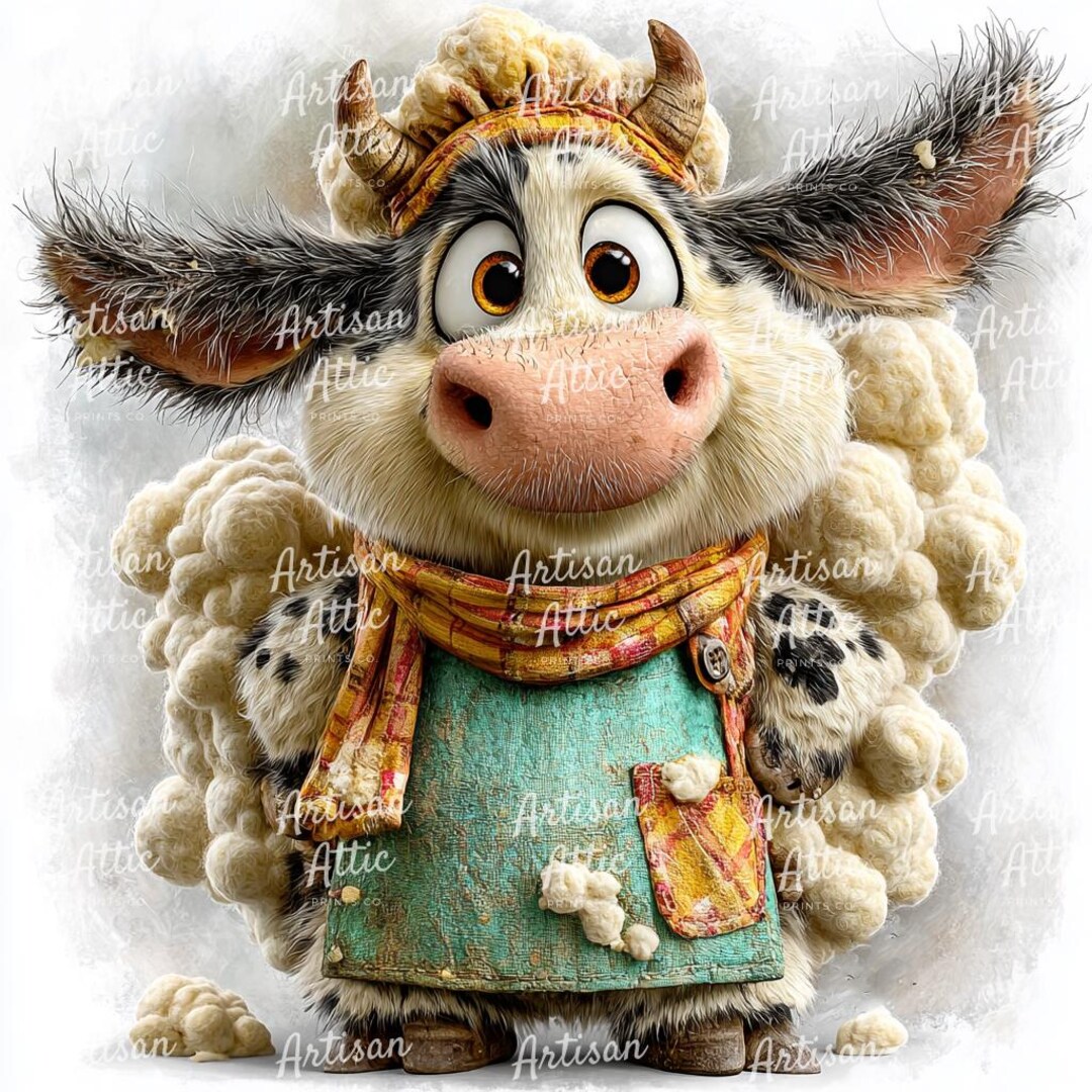12 Quirky Baking Cow Digital Clipart Whimsical Funny Farm Animal Art ...