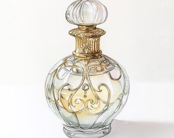 Watercolor Perfume Bottle Clipart | Vintage Fragrance Art (Digital Download, 12 Images)