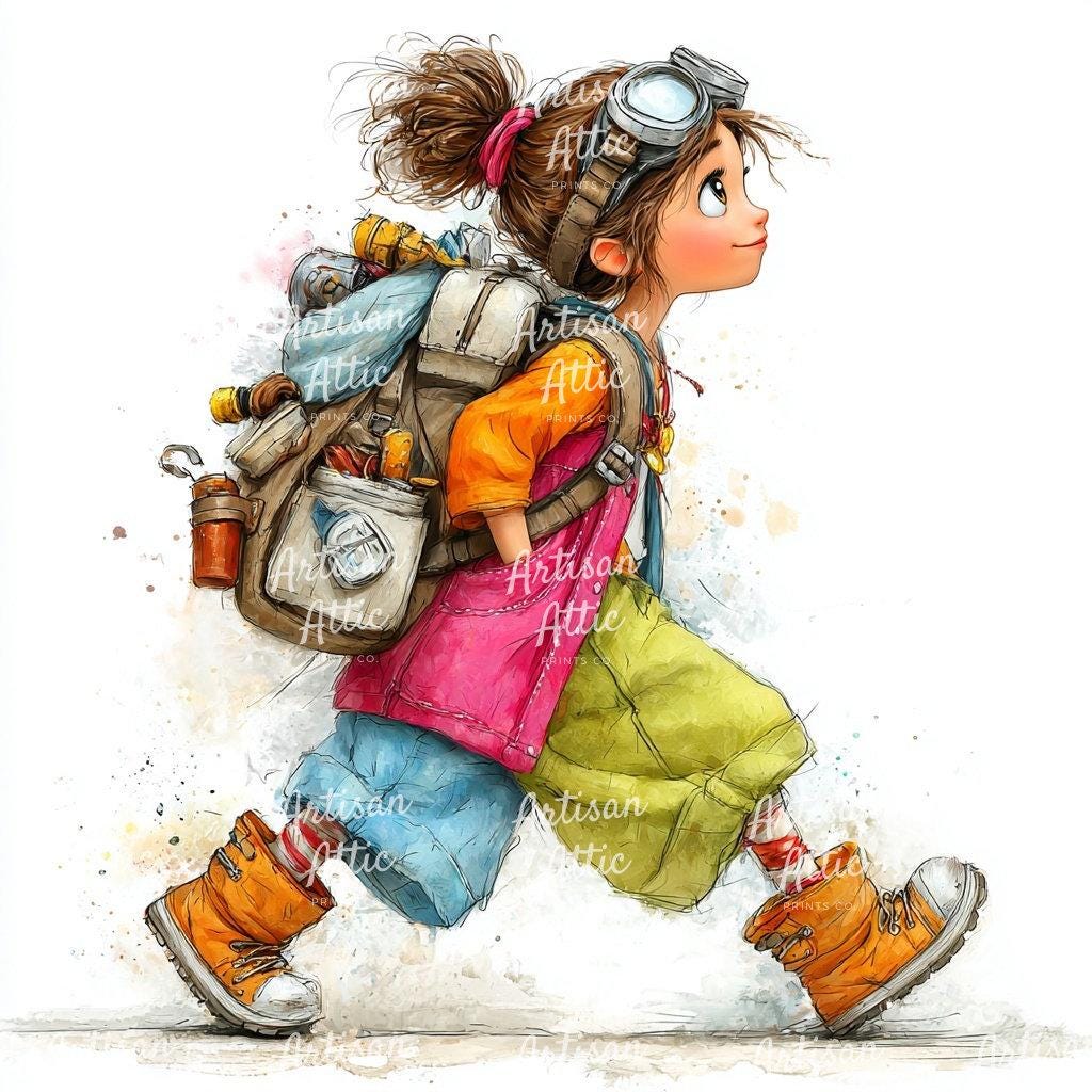 28 imágenes prediseñadas de acuarela de una chica peculiar haciendo  senderismo con mochila y botas, diseño de viajera aventurera, imágenes de  álbumes de recortes caprichosas para manualidades - Etsy México, image size:1024x1024