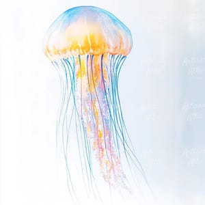 12 Watercolor Jellyfish Clipart, Digital Ocean Creatures Clipart, Marine Life Clipart, Jellyfish Art Crafting, Underwater Clipart Download