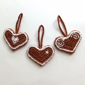 Christmas tree decorations - gingerbread hearts cookies ornaments - holiday ornaments - Christmas ornaments - holiday decorations - set of 3