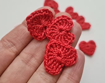 Crochet hearts applique - Confetti hearts embellishment - Valentines day hearts decorations - colorful hearts - kids party decor - set of 25