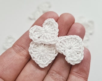 Crochet hearts applique - Confetti hearts embellishment - Valentines day hearts decorations - white hearts - wedding hearts- set of 25