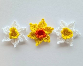Daffodil flower appliques Easter project applique - yellow daffodil applique - spring flowers - set of 3