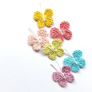 Pastel butterflies applique for clothes crochet butterflies patches spring decorations for kids birthday party decor - set of 6