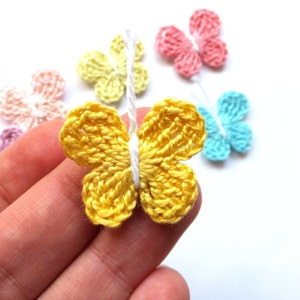 Pastel butterflies applique for clothes crochet butterflies patches spring decorations for kids birthday party decor set of 6 image 4