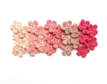 Baumwollblumen Applikation Häkelblumen pink Aufnäher Häkelblumen Verzierungen Babyrosa Applikationen Kleine Blumen - set von 25 ~2,5cm