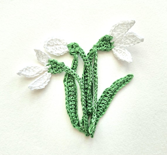 Snowdrops applique - crochet spring flower decoration - snowdrop decor- white flower decor - crochet flowers