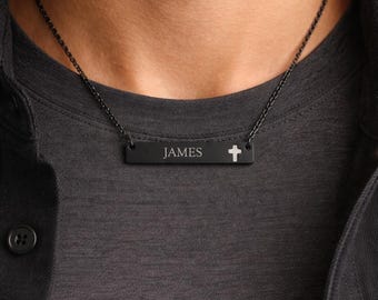 Personalized Cross name necklace, Baptism Gift, Engraved Cross Necklace with Name, Christian Gifts for Christening, Christmas Gift