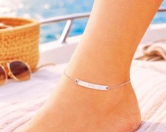 Dainty Ankle Bracelet Silver Minimalist Gold or Silver Bar Anklet, Waterproof Summer Jewelry, Perfect Gift for Her