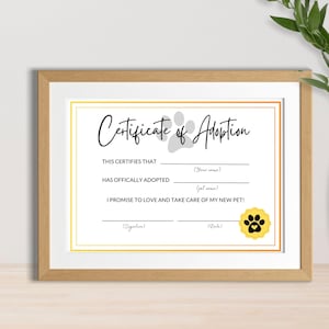 Pet Adoption Certificate Template | Canva Editable | Printable Puppy or Kitten Certificate | Digital Download
