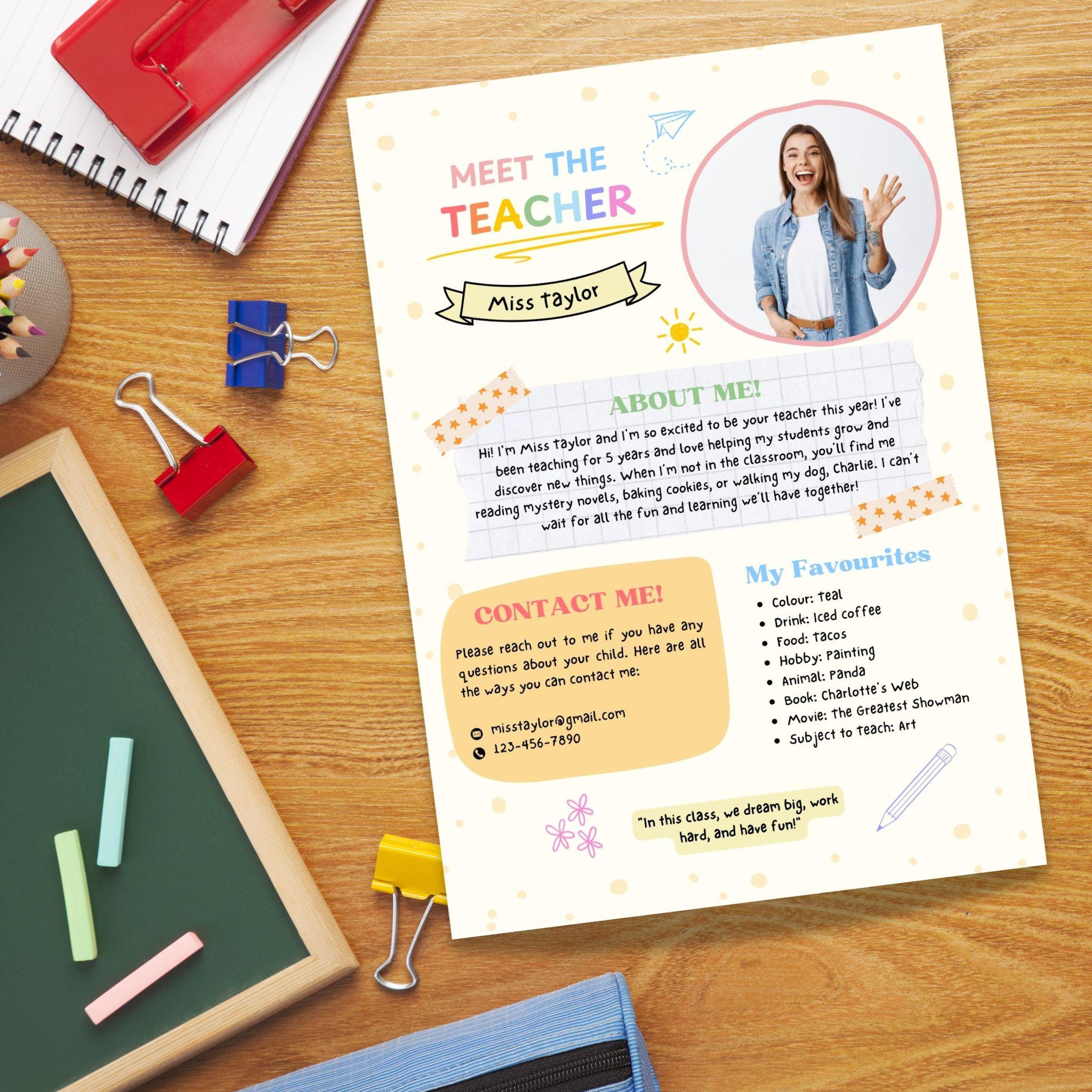 Meet the Teacher Canva Template | Bright & Colorful Editable Design ...