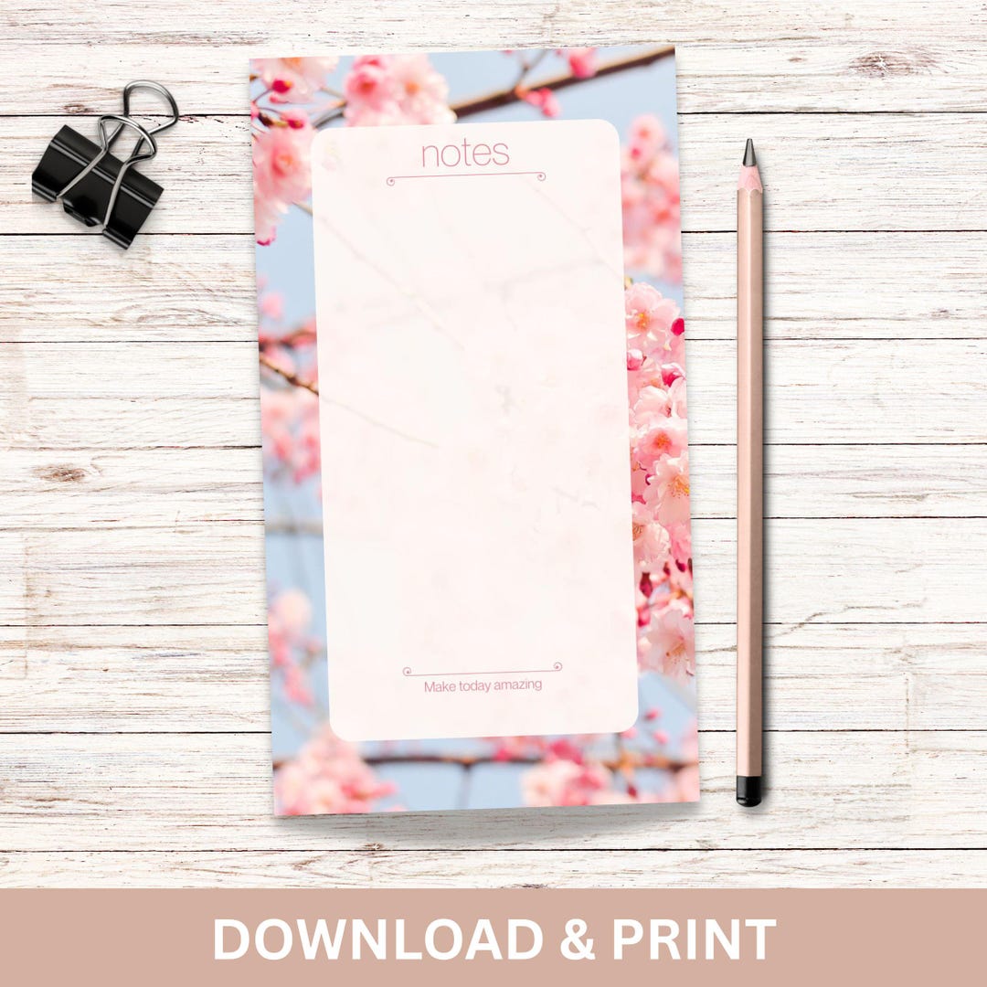 Cherry Blossom Notes Page: Floral Lined Stationery, PDF Download - Etsy
