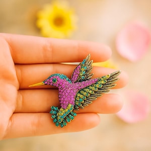 Broche Vintage Métal Doré Années 70/80 - Strass Multicolores - Bijou Fantaisie