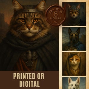 Pet Portrait, Medieval Knight Pet Portrait, Royal Cat Painting, Renaissance Cat Art, Cat Lover Gift, Pet Portrait Gift, Custom Pet Portrait