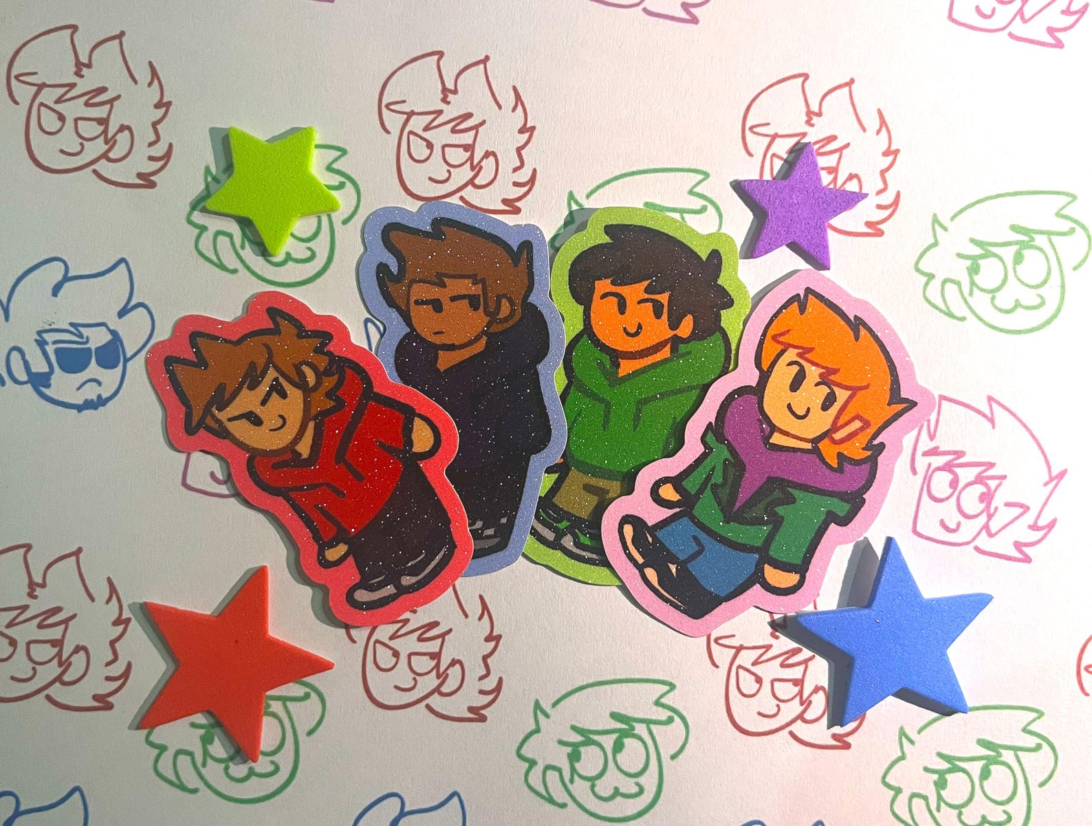 Eddsworld Frosted Glitter Stickers Edd Tom Matt Tord EW - Etsy