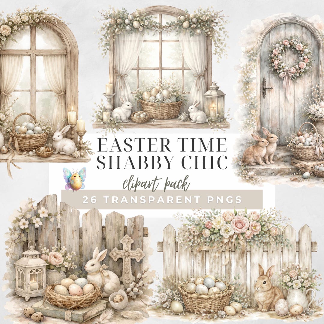 Watercolor Easter Decorations | Rustic Spring Clipart | Shabby Chic ...