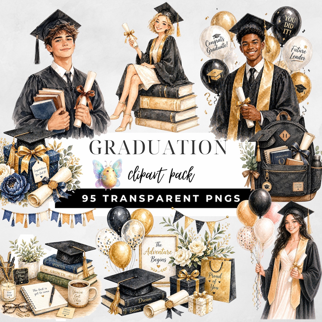Graduation Clipart Set, Digital Download, Cute Student Designs ...