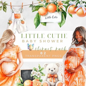A Little Cutie Clipart, Baby Is On The Way , Cute Watercolor Citrus, Baby Shower Graphics, Little Cutie Clipart, Citrus Clipart, Baby Shower