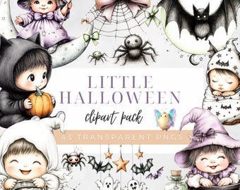 Cute Halloween Clipart | Trick or Treat Clipart | Halloween Night | Kids in Halloween Costumes Clipart | Kids Halloween | Halloween Baby