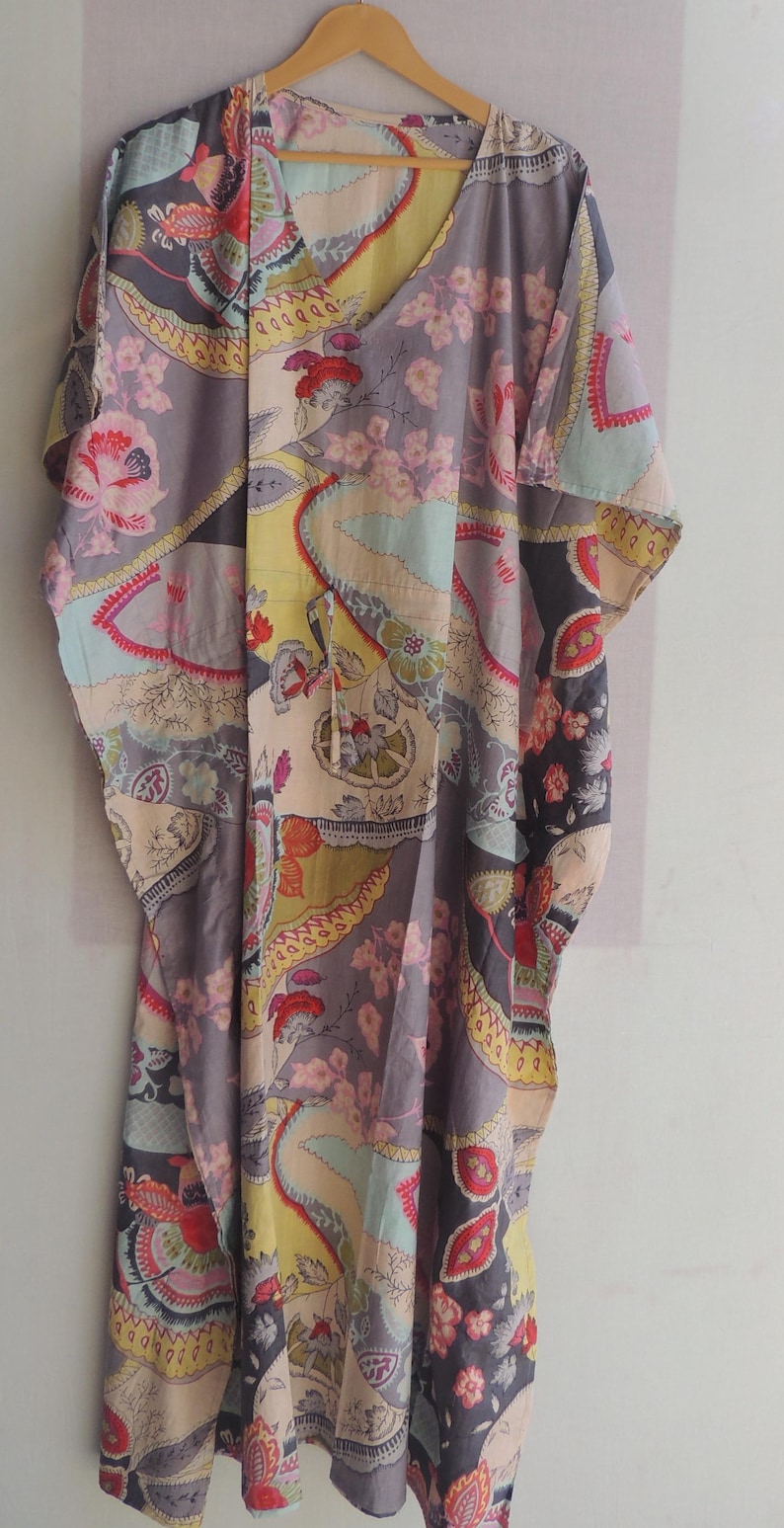 INDACORIFIE Caftan en Coton, Caftan Floral Indien, Caftan