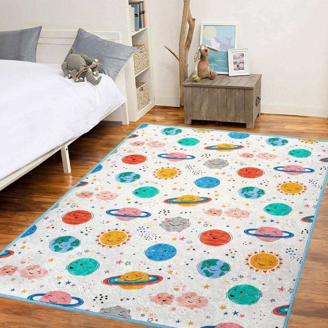 Cute Planets Childrens Room Rug, Ultra Soft and Safe Nursery Rug, 5x7 ...