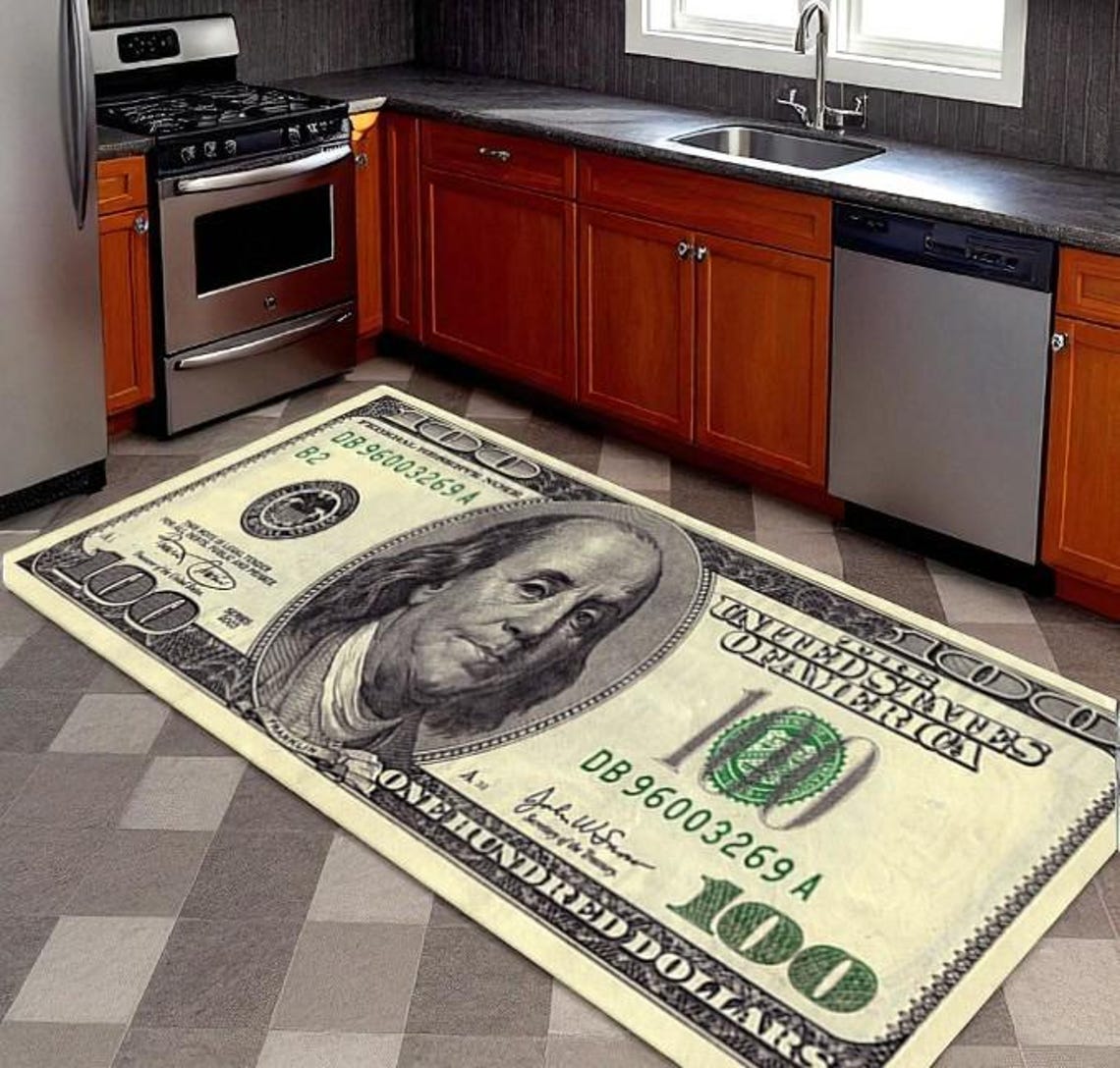 100 Dollar Bill Rug – Benjamin Franklin Luxury Carpet – Washable Non ...