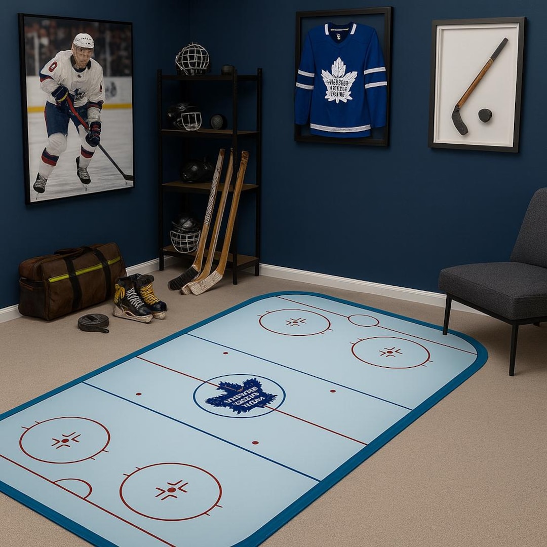 Rinkle Rugs Custom Hockey Rink Rug – Personalized Team Logo, Washable Non-slip Area ...