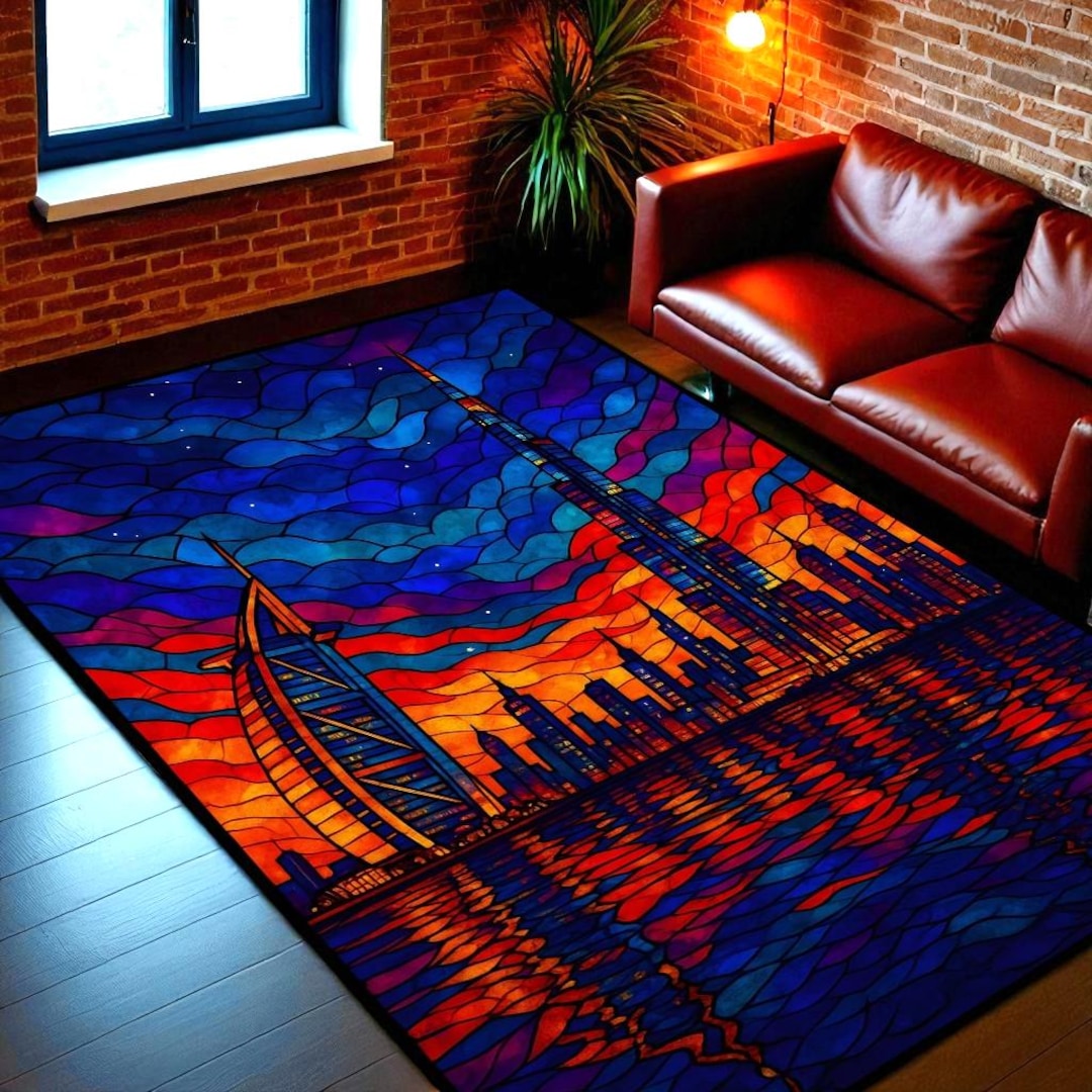 Skyline Rugs Dubai Skyline Rug – Modern Architecture, Washable Area Carpet - Etsy