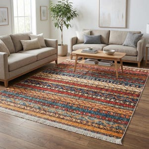 Deluxe Boho Teppich, Bunter Läufer, Rutschfester Wohnzimmer Teppich, Waschbarer Teppich, 60x280, Marokkanischer Teppich, Geschenk zur Wohnungseinweihung
