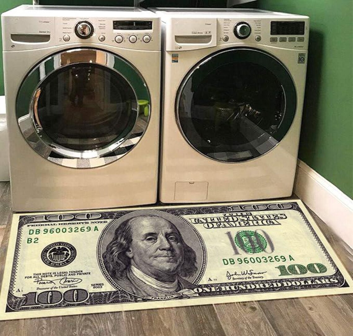 100 Dollar Bill Rug – Benjamin Franklin Luxury Carpet – Washable Non ...