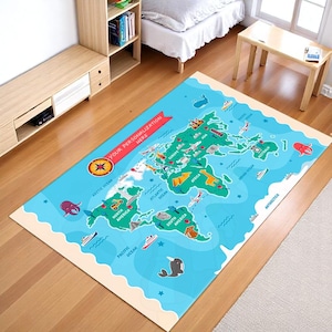 Tappeto per bambini con nome personalizzato / Tappeto da gioco colorato con animali / Tappeto morbido e lavabile per la cameretta dei bambini / Tappeto antiscivolo per la cameretta dei bambini / Tappeto per bambini in età scolare