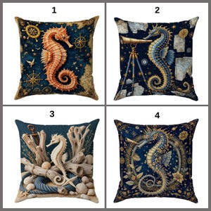 Housse de coussin décorative nautique 18 x 18 | Déco Sea Life bleu marine | Impression d'ancre de carte de boussole | Couvre-coussin décoratif marin côtier