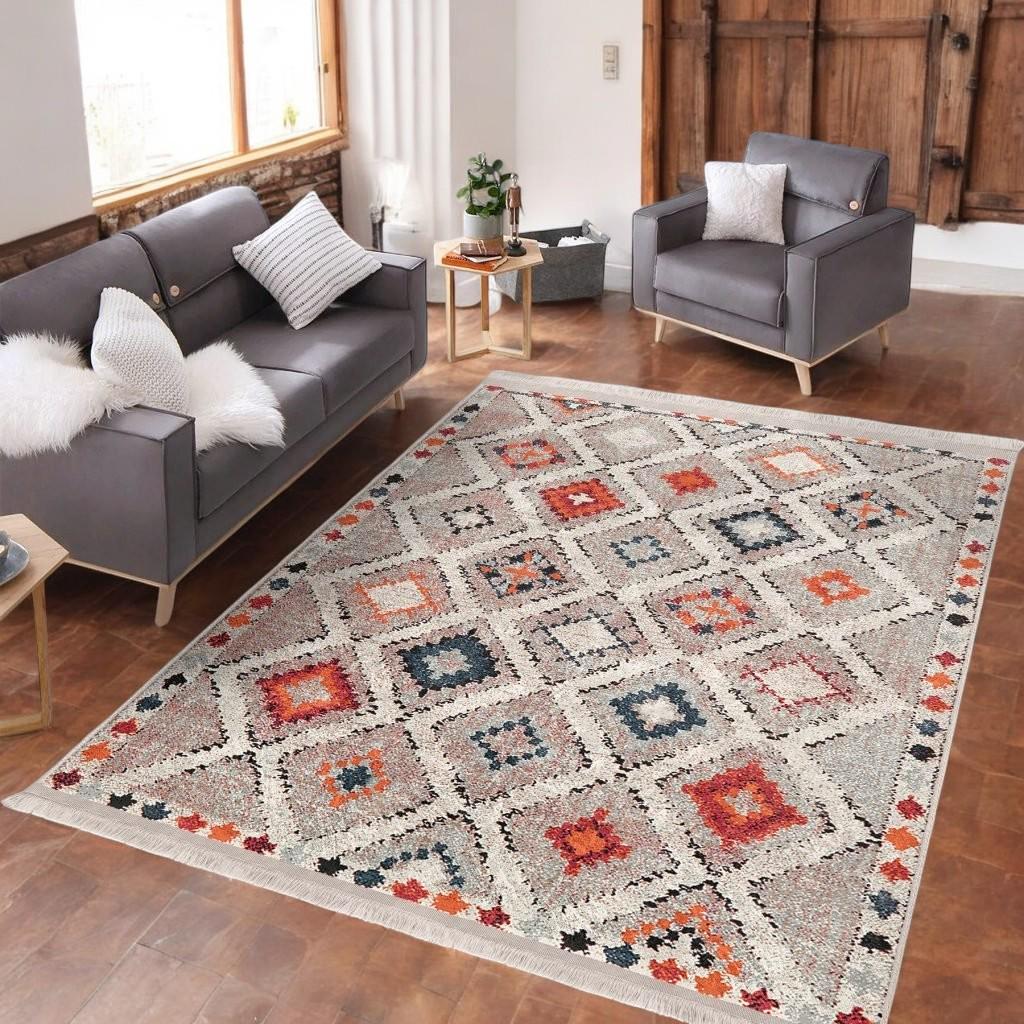 ラグ・カーペット Kroi Geometry square rug-blanket Washable Black
