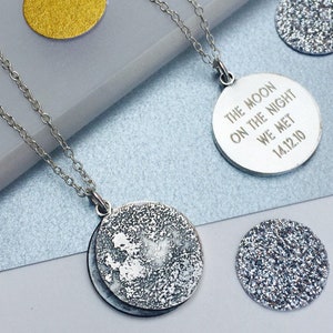 Personalized Moon Phase Necklace in sterling silver