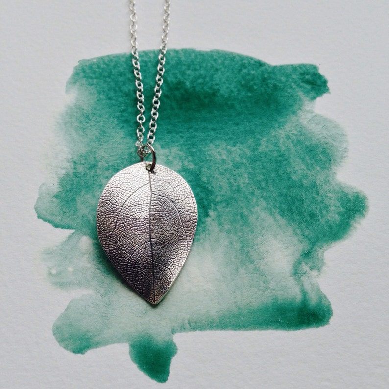 Large Silver Leaf Pendant image 1