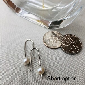 simple silver and pearl drop earrings image 4