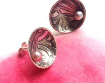 Pattern and Pearl earrings