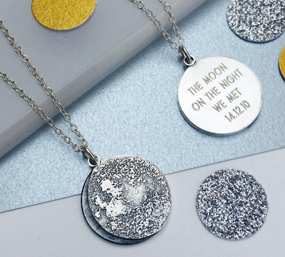 Personalized Moon Phase Necklace in Sterling Silver Etsy Australia