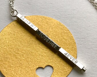 Personalised Silver Secret Message necklace.