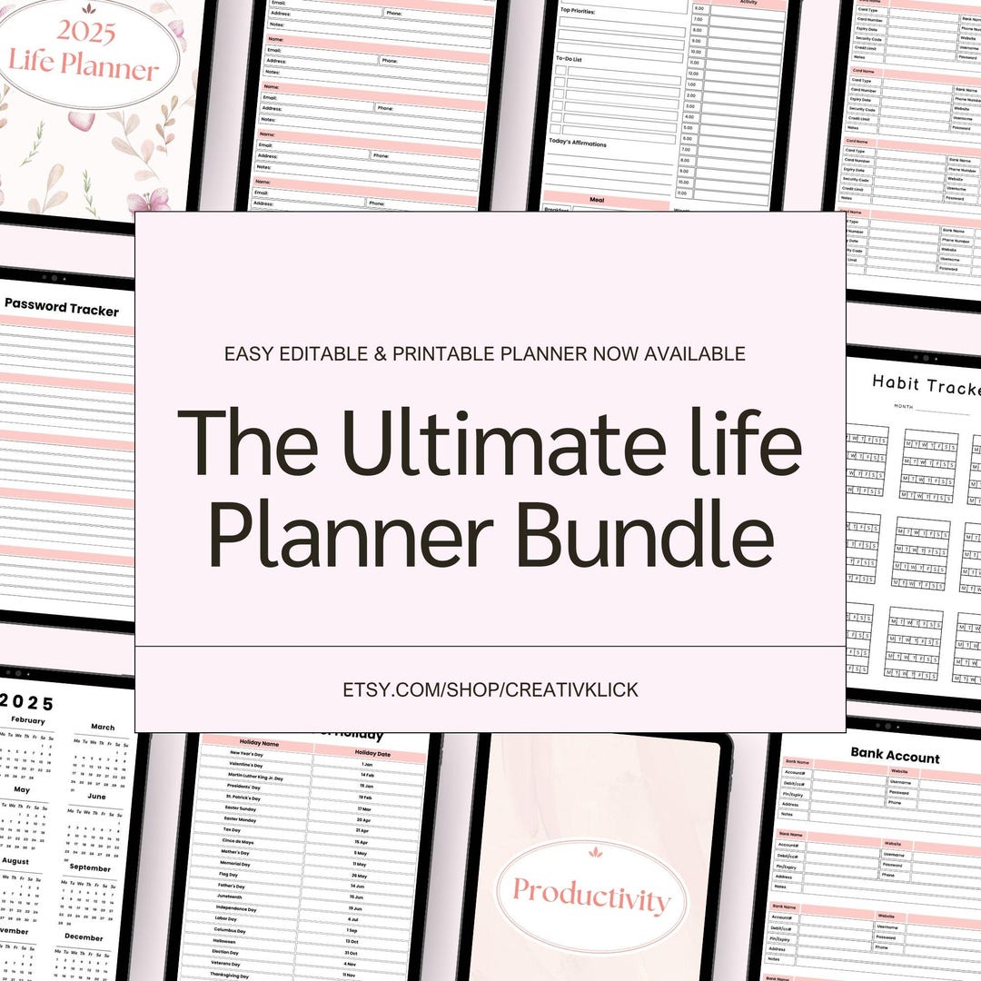 Ultimate Life Planner Printable Bundle | Adhd Productivity Planner ...