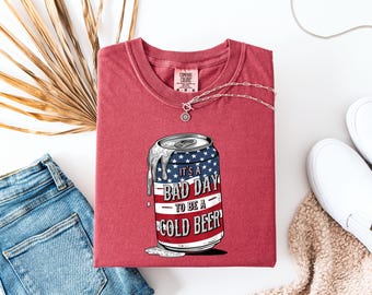 Camiseta del 4 de Julio, Camiseta del Día de la Independencia, 4 de Julio, Camiseta "Es un mal día para ser una cerveza fría", Camiseta divertida del 4 de Julio, Comfort Colors®