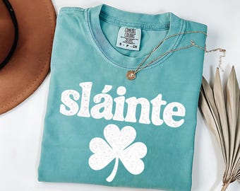 St Patricks Day Shirt, Slainte T-Shirt, Shamrock Tee, Cute Patricks Day Shirt, Funny Irish Tee, Womens Lucky Shirt, Comfort Colors®