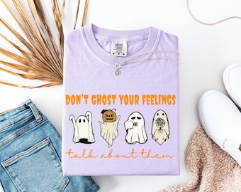Camiseta de Halloween, Camiseta "No te hagas fantasma", Camiseta retro de fantasmas, Camiseta de calabaza, Camiseta de temporada espeluznante, Camiseta de salud mental, Camiseta de otoño, Comfort Colors®