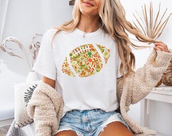 Football Season Tee, Floral Football T-shirt, Game Day Shirt, Fall Season, Retro Football Tee, Football Mom Shirt, Comfort Colors®