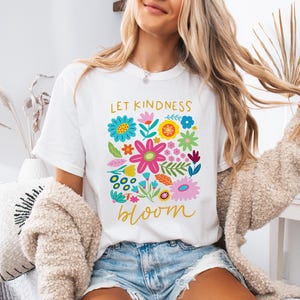 Let Kindness Bloom T-Shirt, Mental Health Shirt, Be Kind Retro Flower Shirt, Be Cool Be Kind Retro Flower Shirt