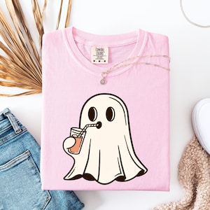 Halloween Shirt, Cute Ghost Coffee T-Shirt, Spooky Season, Boo Ghost Tee, Fall Shirt, Halloween Gift, Comfort Colors®