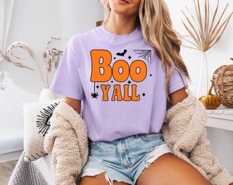 Camiseta de Halloween, Camiseta "Buu Y'all", Temporada espeluznante, Regalo de Halloween, Camiseta divertida de Halloween, Camiseta de fantasma de Halloween, Temporada de otoño, Colores cómodos®